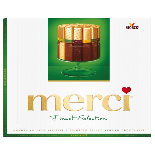 Конфеты шоколадные "Merci" (Мерси) ассорти с миндалем 250г коробка