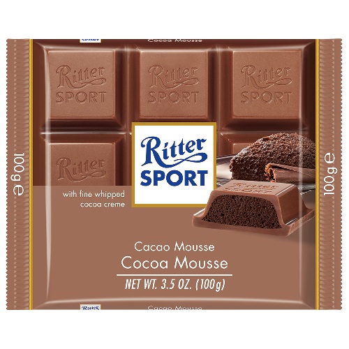 Шоколад "Ritter Sport" (Риттер Спорт) молочный с альпийским молоком и начинкой из шоколадного мусса 100г