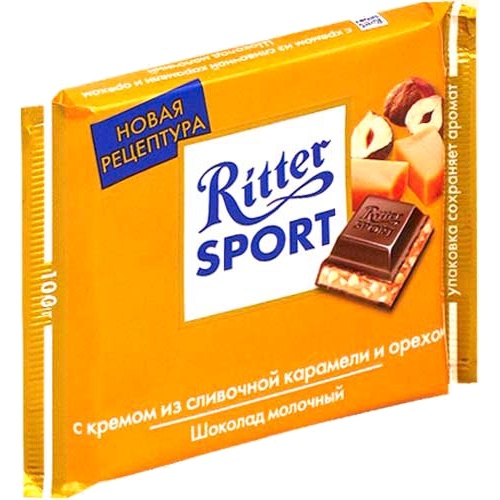 Шоколад "Ritter Sport" (Риттер Спорт) молочный карамельная начинка 100г Германия