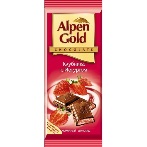 Шоколад "Alpen Gold" (Альпен Гольд) молочный клубника с йогуртом 90г Россия