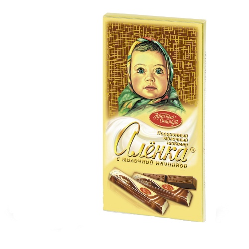 Шоколад "Аленка" молочный с молочной начинкой 100г порционный Красный Октябрь