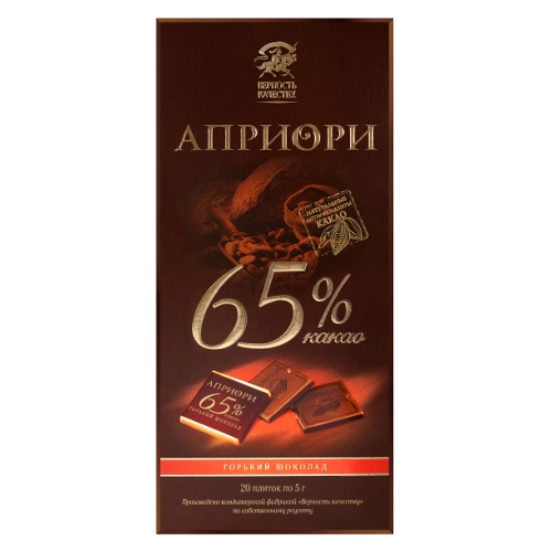 Шоколад "Верность Качеству" Априори горький 65% 100г