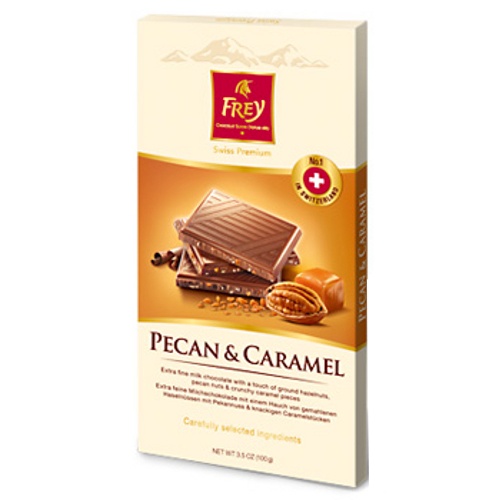 Шоколад "Frey" (Фрей) молочный c орехом пекан и карамелью 100г Швейцария