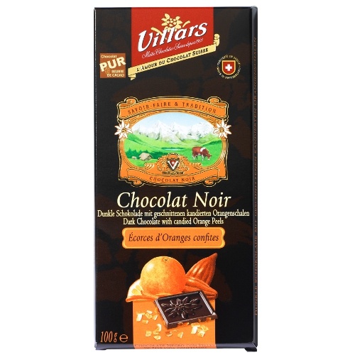 Шоколад "Villars" (Вилларс) горький с апельсиновыми цукатами 100г