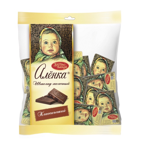 Шоколад "Аленка" молочный классический 210г (14 шоколадок по 15г) пакет Красный Октябрь