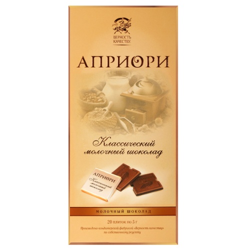 Шоколад "Верность Качеству" Априори молочный классический 100г карт/уп