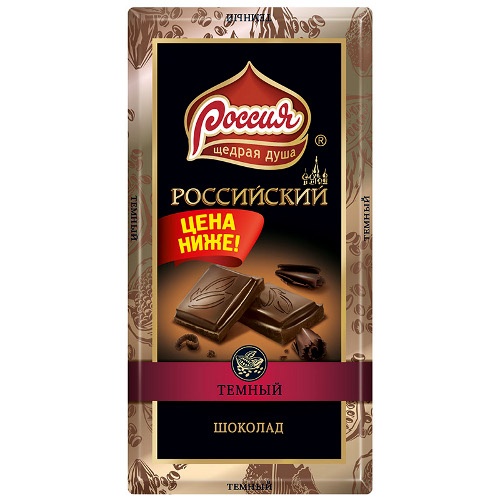 Шоколад "Россия–Щедрая Душа" Российский темный 90г