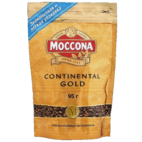 Кофе "Moccona" (Моккона) Continental Gold (Континентал Голд) растворимый 95г пакет