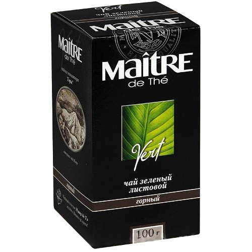 Чай "Maitre" (Мэтр) зеленый листовой Горный 100г к/кор