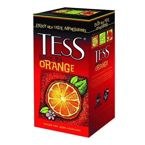 Чай "Tess" (Тесс) Orange (Оранж) черный цейлонский крупнолиствой с цедрой апельсина 100г