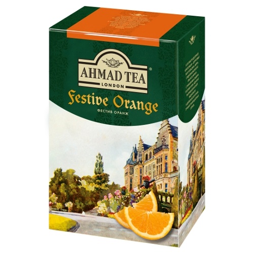 Чай "Ahmad Tea" (Ахмад Ти) Festive Orange черный байховый листовой с ароматом апельсина 90г карт/уп