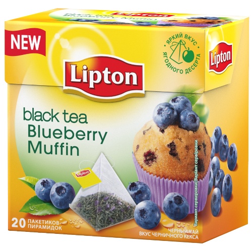 Чай "Lipton" (Липтон) Blueberry Muffin черный с ароматом черничного десерта 20 пирамидок х 1