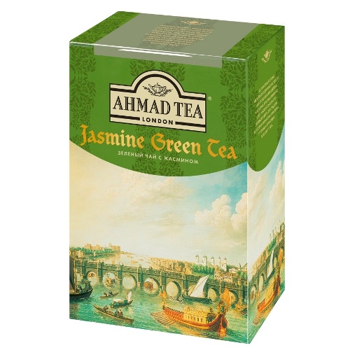 Чай "Ahmad Tea" (Ахмад Ти) Jasmine Green зеленый с жасмином листовой 90г карт.коробка