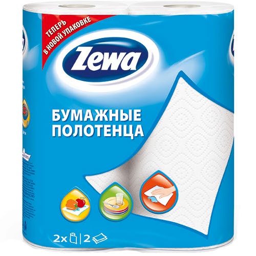Полотенца бумажные "Zewa" (Зева) кухонные белые 2-сл 2шт