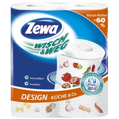 Полотенца бумажные "Zewa" (Зева) Wisch & Weg Design с рисунком 2-сл 2шт