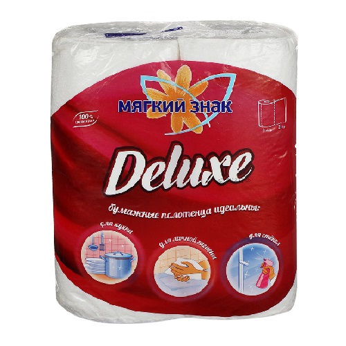 Полотенца бумажные Delux 2-х слойная 2 рулона Мягкий знак