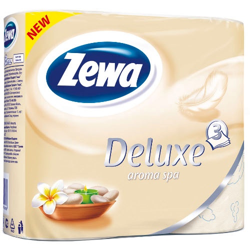 Туалетная бумага "Zewa" (Зева) Deluxe арома спа 3-слоя 4-рулона