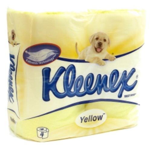 Туалетная бумага "Kleenex" (Клинекс) 2-слоя 4-рулона желтая