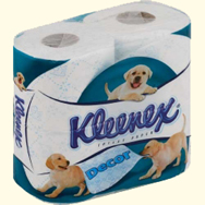 Туалетная бумага "Kleenex" (Клинекс) 2-слоя 4-рулона Декор белая с рисунком