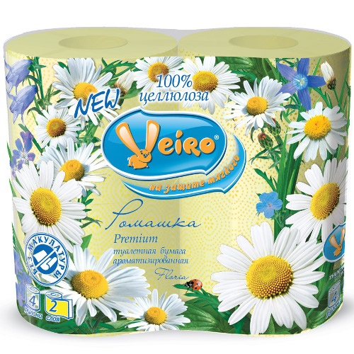 Туалетная бумага "Linia Veiro" (Линия Вейро) Floria Ромашка 2сл 4шт Двухцветная Арома