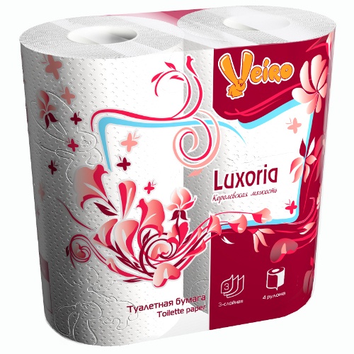 Туалетная бумага "Linia Veiro" (Линия Вейро) Luxoria 3-слоя 4-рулона 100%-целлюлоза