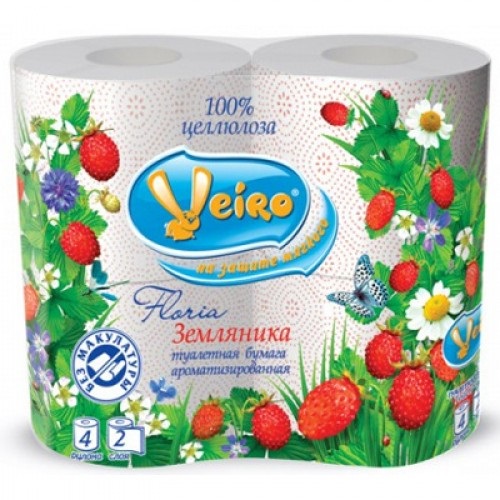 Туалетная бумага "Linia Veiro" (Линия Вейро) Floria земляника 2-слоя 4-рулона
