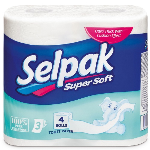 Туалетная бумага "Selpak" (Селпак) Super Soft 3-сл 4-рул