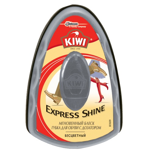 Губка для обуви "Kiwi" (Киви) Express с дозатором бесцветного крема 6мл