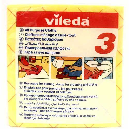 Салфетка "Vileda" (Виленда) универсальная 38х40см 3шт цвет комбинированный Германия