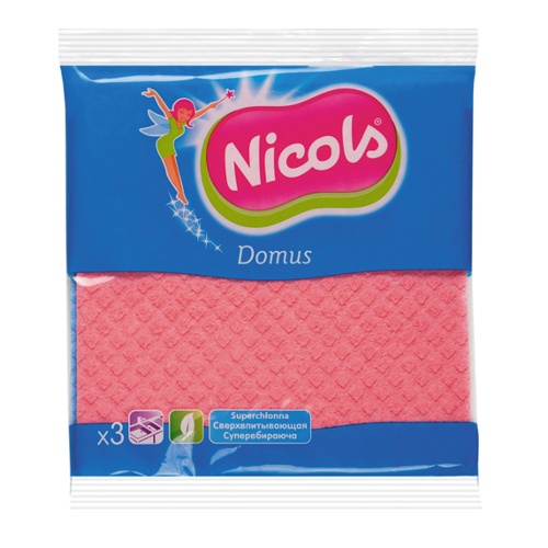 Салфетки для уборки "Nicols" (Николс) Domus губчатые 3шт