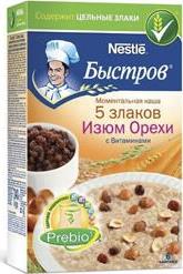 Каша Nestle Быстров Prebio1 моментальная 5 злаков изюм орехи