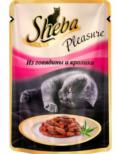 Корм для кошек Sheba Pleasure с говядиной и кроликом