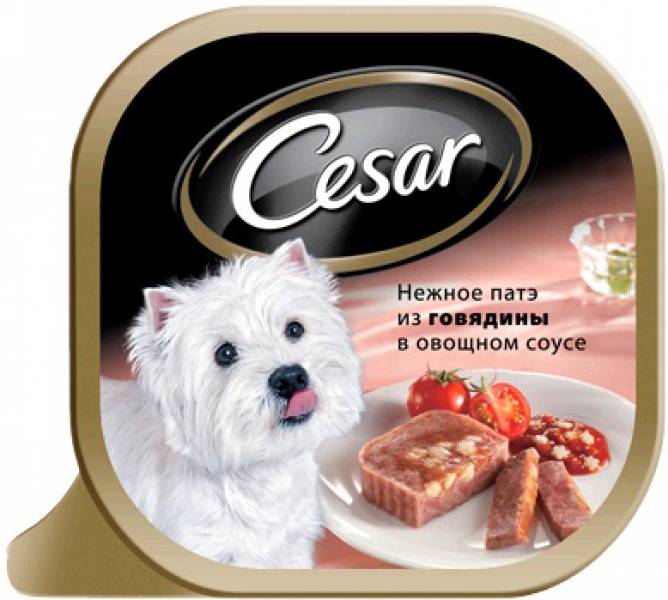 Корм для собак Cesar нежное патэ из говядины в овощном соусе