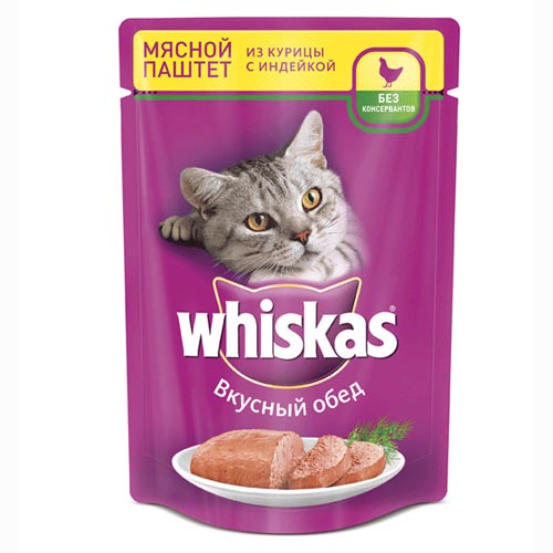 Корм для кошек Whiskas паштет из курицы и индейки
