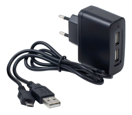 Сетевое зарядное устройство InterStep 2 USB + кабель micro USB
