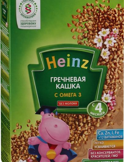Каша Heinz гречневая с омега-3 без молока с 4 месяцев