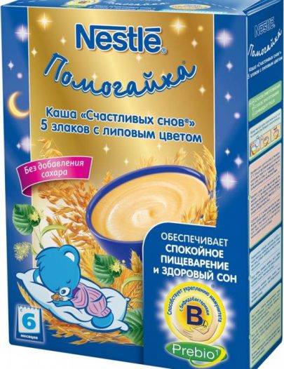 Каша Nestle Помогайка безмолочная 5 злаков с липовым цветом