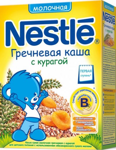 Каша Nestle гречневая с курагой молочная 1 ступень