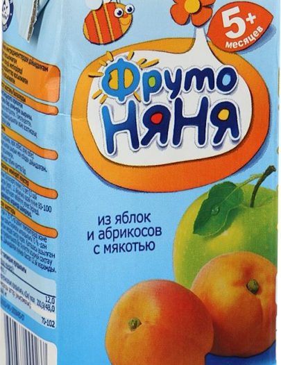 Сок Фруто Няня яблоко и абрикос без сахара с 5 месяцев