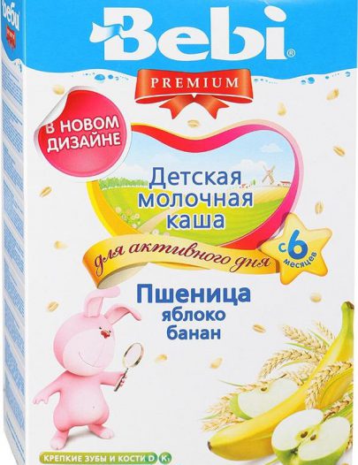 Каша Bebi Premium молочная Пшеница-яблоко-банан с 6 месяцев