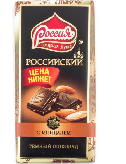 Шоколад Россия Шедрая Душа темный Российский с миндалем