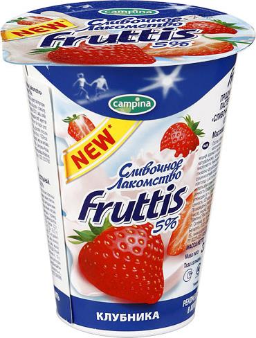 Продуктт Йогуртный Fruttis Сливочное Лакомство Клубника 5%