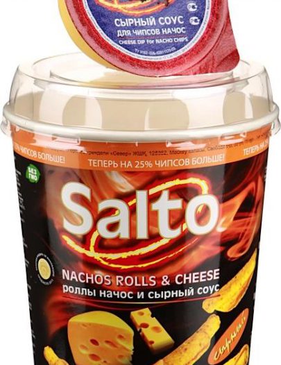 Чипсы кукурузные сырные Salto Nachos Rolls and Cheese (роллы начос и сырный соус)