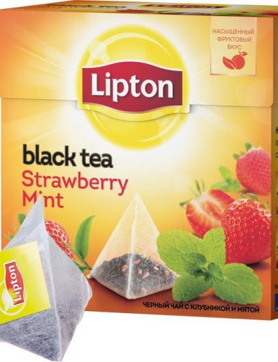 Чай Lipton Strawberry Mint черный байховый ароматизированный