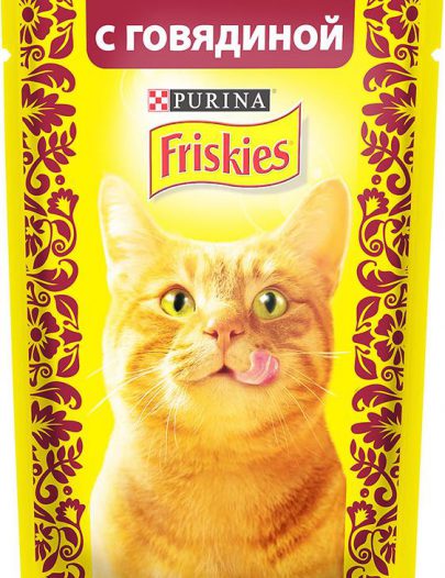 Корм Friskies для кошек консервированный с говядиной в подливе