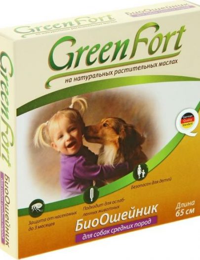 GreenFort Био Ошейник от блох для средних собак 65 см