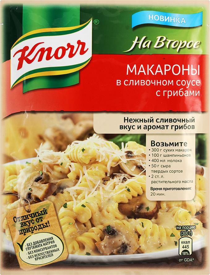 Смесь Knorr На второе для приготовления макарон в сливочном соусе с грибами