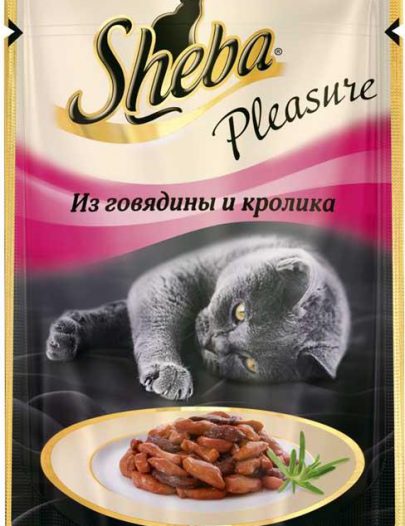 Корм для кошек желе Sheba Pleasure из говядины и кролика
