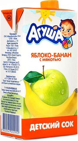 Сок Агуша Яблоко-банан с мякотью в упаковке
