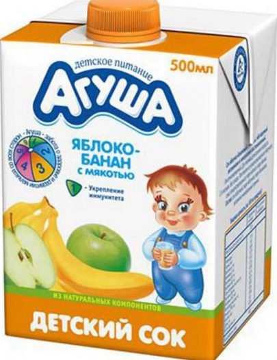 Сок Агуша Яблоко-банан с мякотью в упаковке